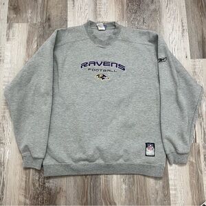 Baltimore Ravens On Field Reebok Crewneck Sweatshirt Pullover Men Large Gray NFL